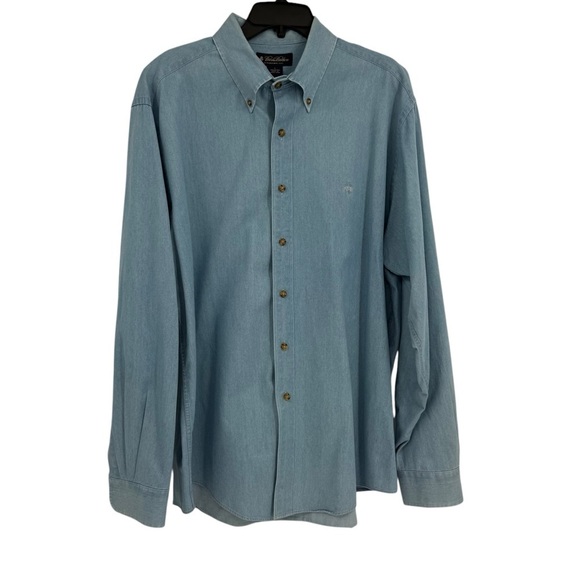 Brooks Brothers Button Down Long Sleeve Denim Shirt Mens Size Large Cotton - Picture 1 of 9